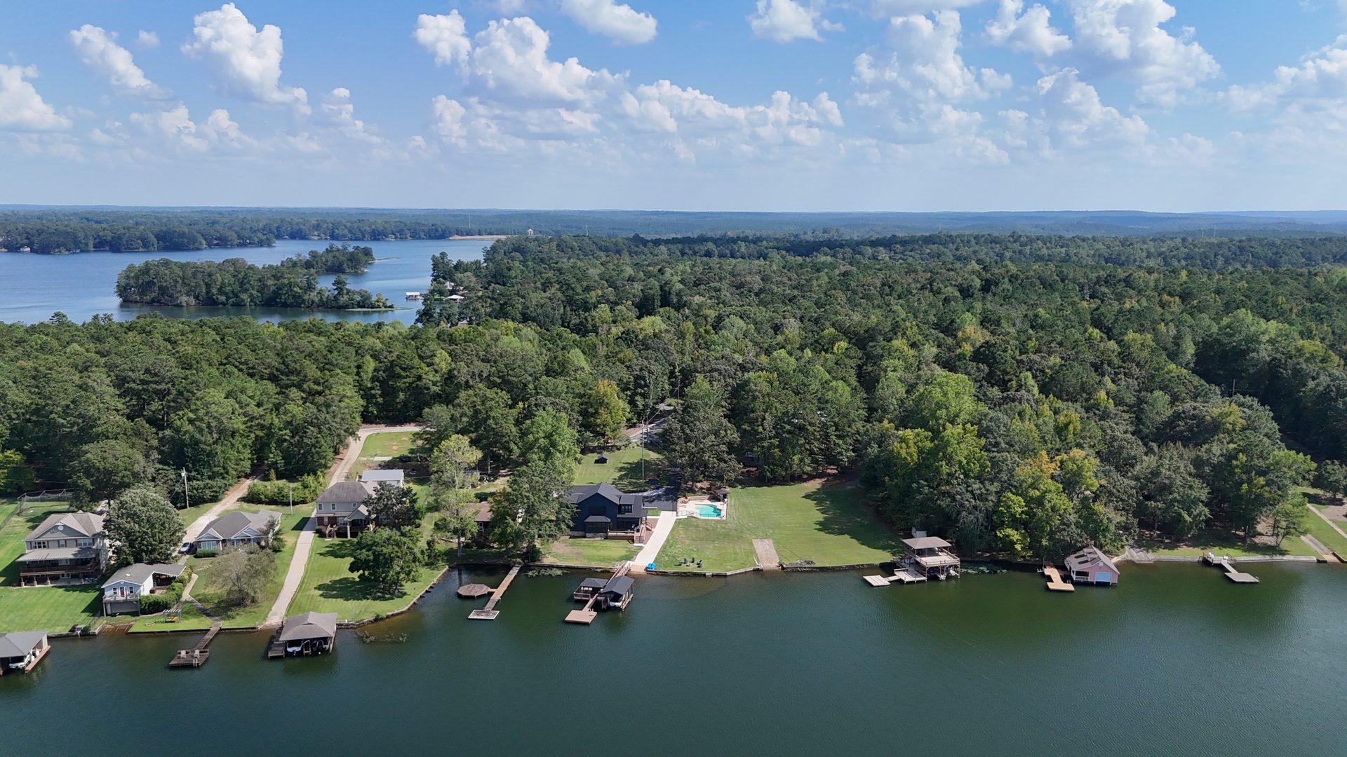 Overhead view of the property on Lake Harding