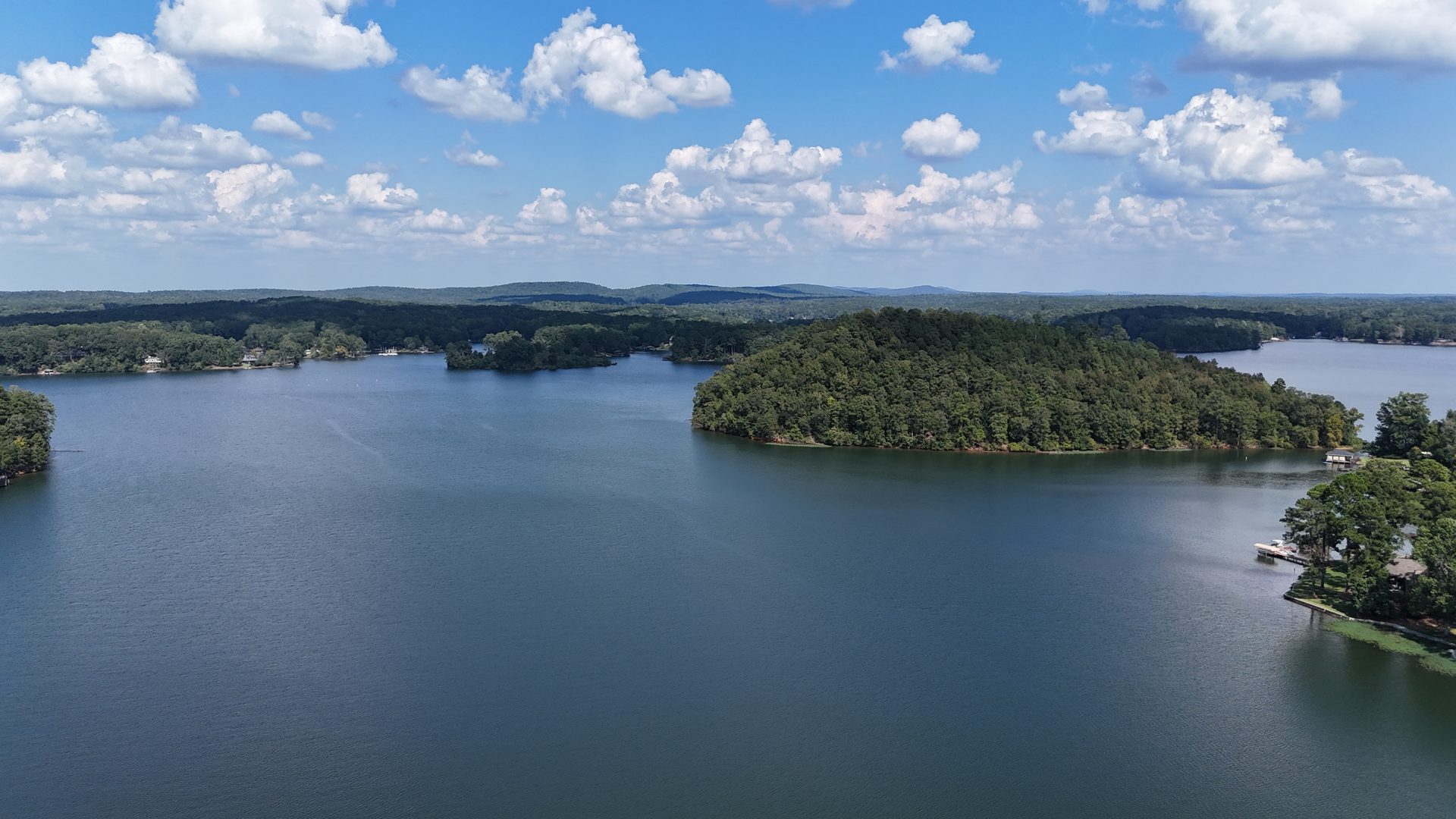 Wide panorama looking down Lake Harding